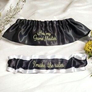 He's my Game Master & I make the rules Custom Colors Wedding Garter Personalized
